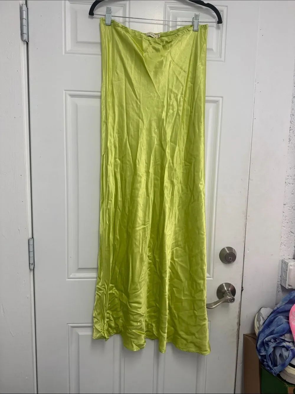 Lime Green Satin Maxi Skirt STARK x - Size 2 - Like New